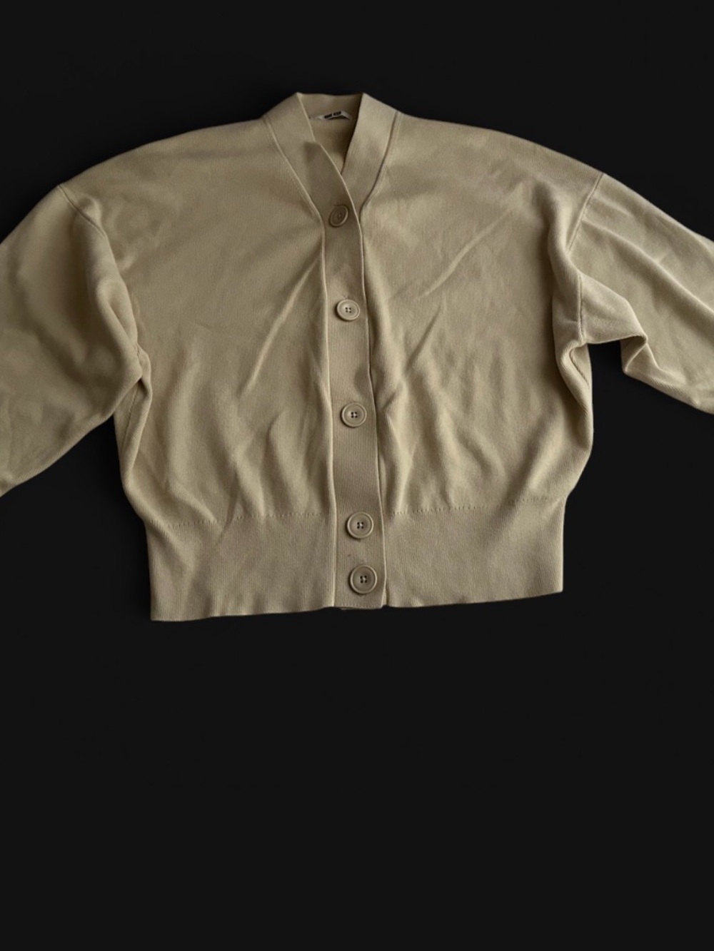 Uniqlo Cream Button-Front Knit Cardigan